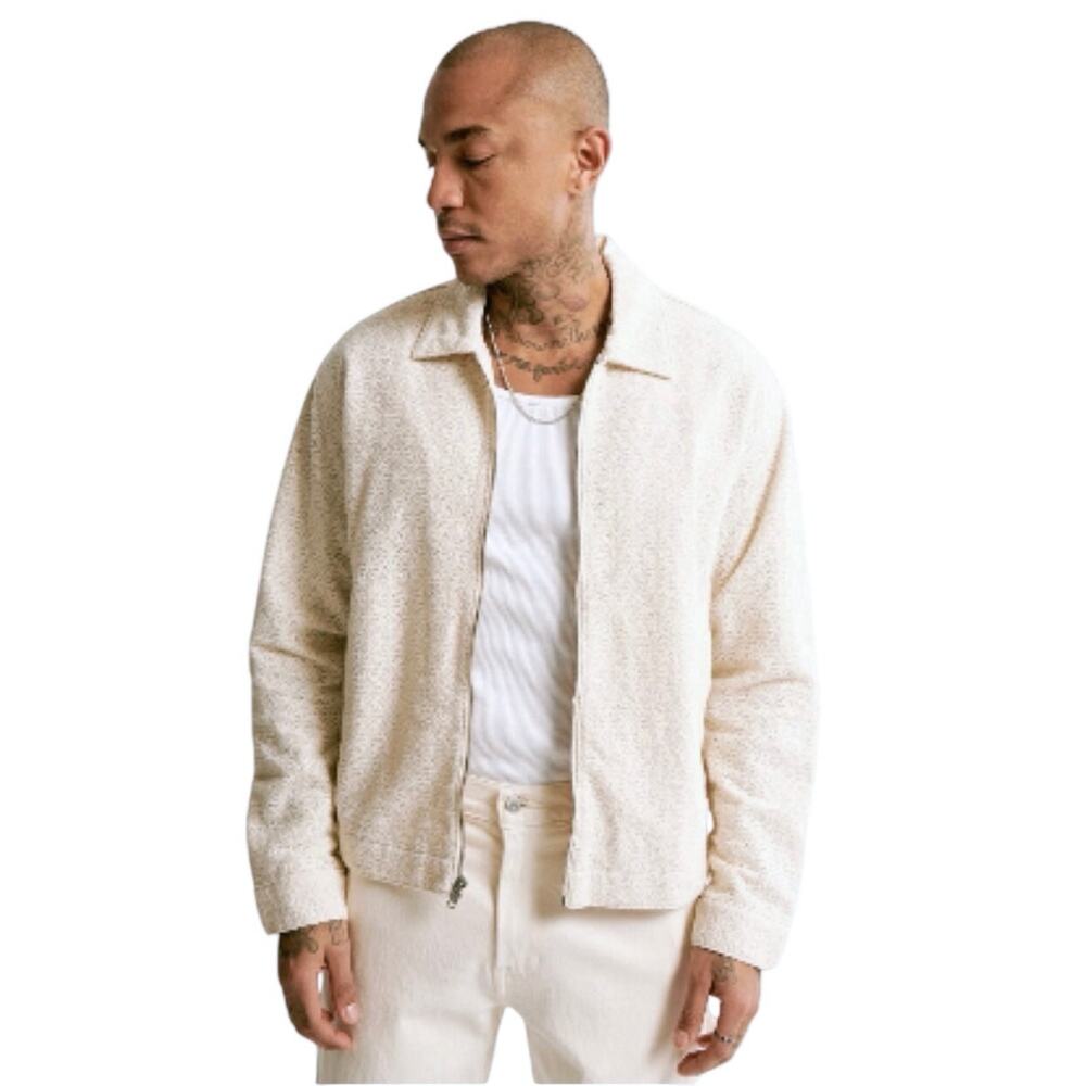 ABERCROMBIE & FITCH Men’s Ivory Lace Zip Front Trucker Jacket Large